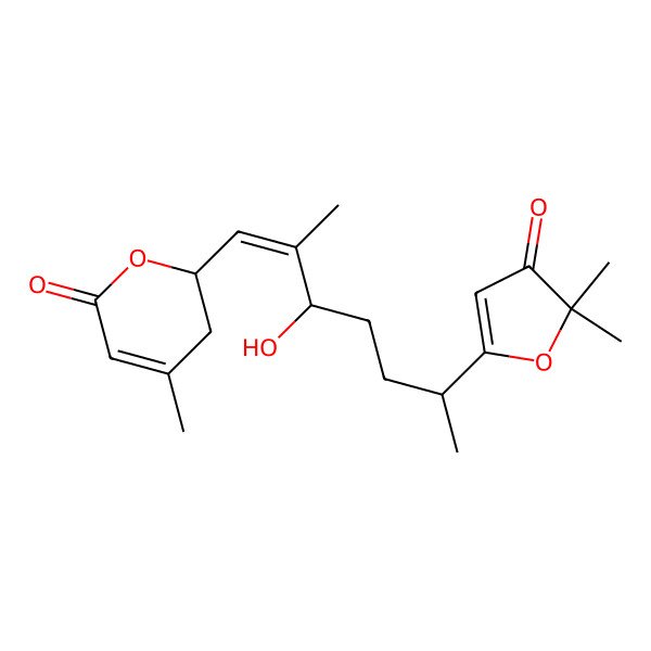 2D Structure of (2R)-2-[(E,3S,6R)-6-(5,5-dimethyl-4-oxofuran-2-yl)-3-hydroxy-2-methylhept-1-enyl]-4-methyl-2,3-dihydropyran-6-one