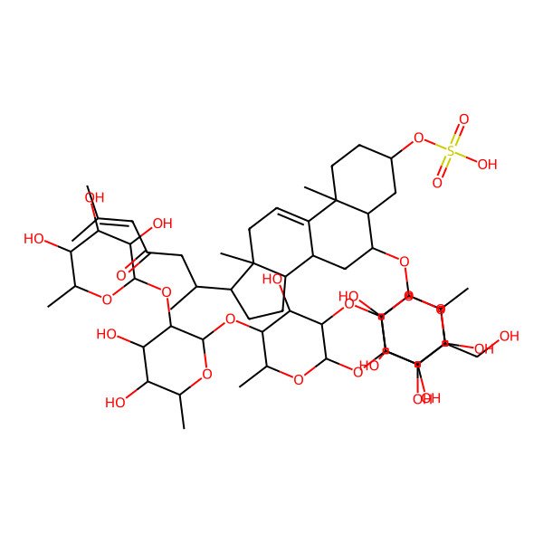 2D Structure of [6-[4-[5-[4,5-dihydroxy-6-methyl-3-(3,4,5-trihydroxy-6-methyloxan-2-yl)oxyoxan-2-yl]oxy-4-hydroxy-6-methyl-3-(3,4,5-trihydroxy-6-methyloxan-2-yl)oxyoxan-2-yl]oxy-3,5-dihydroxy-6-(hydroxymethyl)oxan-2-yl]oxy-10,13-dimethyl-17-(6-methyl-4-oxohept-5-en-2-yl)-2,3,4,5,6,7,8,12,14,15,16,17-dodecahydro-1H-cyclopenta[a]phenanthren-3-yl] hydrogen sulfate