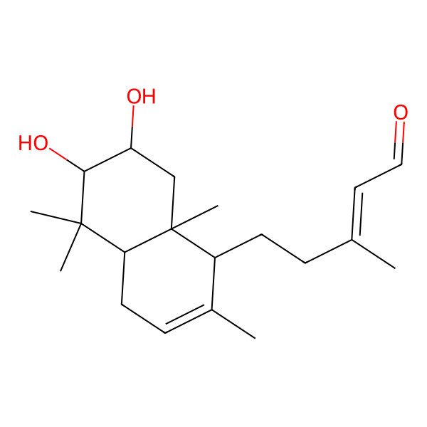 2D Structure of (E)-5-[(1R,4aS,6S,7S,8aS)-6,7-dihydroxy-2,5,5,8a-tetramethyl-1,4,4a,6,7,8-hexahydronaphthalen-1-yl]-3-methylpent-2-enal