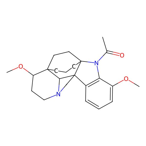 2D Structure of 1-(4,15-Dimethoxy-2,12-diazahexacyclo[14.3.2.19,12.01,9.03,8.016,22]docosa-3(8),4,6-trien-2-yl)ethanone