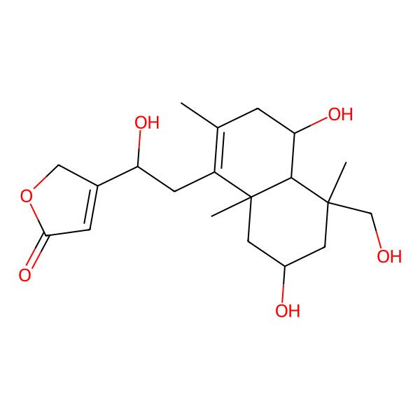 2D Structure of 3-[(1R)-2-[(4S,4aR,5S,7R,8aS)-4,7-dihydroxy-5-(hydroxymethyl)-2,5,8a-trimethyl-3,4,4a,6,7,8-hexahydronaphthalen-1-yl]-1-hydroxyethyl]-2H-furan-5-one