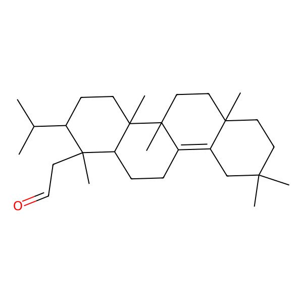 2D Structure of 2-(1,4a,4b,6a,9,9-hexamethyl-2-propan-2-yl-3,4,5,6,7,8,10,11,12,12a-decahydro-2H-chrysen-1-yl)acetaldehyde 2D Structure of 2-(1,4a,4b,6a,9,9-hexamethyl-2-propan-2-yl-3,4,5,6,7,8,10,11,12,12a-decahydro-2H-chrysen-1-yl)acetaldehyde
