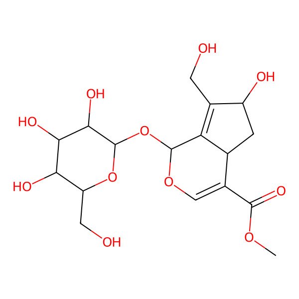 2D Structure of Methyl 6-hydroxy-7-(hydroxymethyl)-1-[3,4,5-trihydroxy-6-(hydroxymethyl)oxan-2-yl]oxy-1,4a,5,6-tetrahydrocyclopenta[c]pyran-4-carboxylate