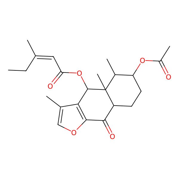 2D Structure of (6-Acetyloxy-3,4a,5-trimethyl-9-oxo-4,5,6,7,8,8a-hexahydrobenzo[f][1]benzofuran-4-yl) 3-methylpent-2-enoate