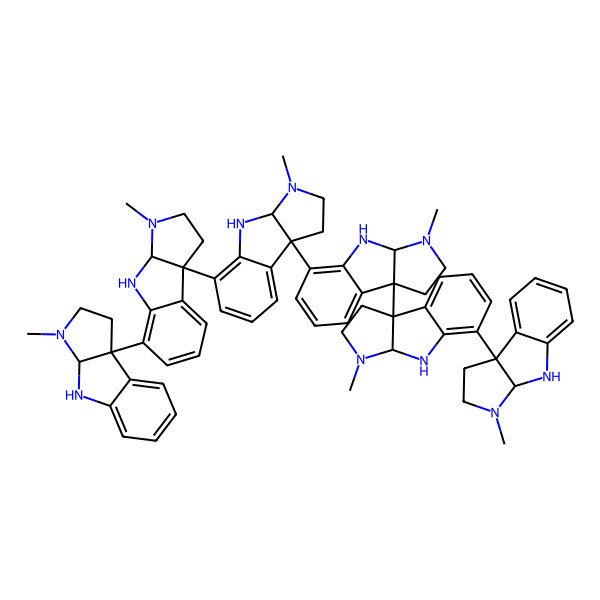 2D Structure of (3aS,8bS)-5-[(3aR,8bR)-5-[(3aS,8bS)-5-[(3aR,8bR)-3-methyl-1,2,3a,4-tetrahydropyrrolo[2,3-b]indol-8b-yl]-3-methyl-1,2,3a,4-tetrahydropyrrolo[2,3-b]indol-8b-yl]-3-methyl-1,2,3a,4-tetrahydropyrrolo[2,3-b]indol-8b-yl]-8b-[(3aR,8bR)-5-[(3aR,8bR)-3-methyl-1,2,3a,4-tetrahydropyrrolo[2,3-b]indol-8b-yl]-3-methyl-1,2,3a,4-tetrahydropyrrolo[2,3-b]indol-8b-yl]-3-methyl-1,2,3a,4-tetrahydropyrrolo[2,3-b]indole