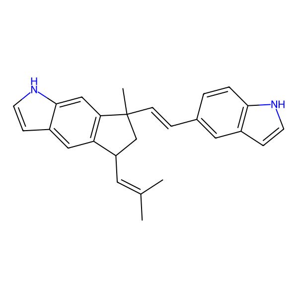 2D Structure of (5R,7R)-7-[(E)-2-(1H-indol-5-yl)ethenyl]-7-methyl-5-(2-methylprop-1-enyl)-5,6-dihydro-1H-cyclopenta[f]indole