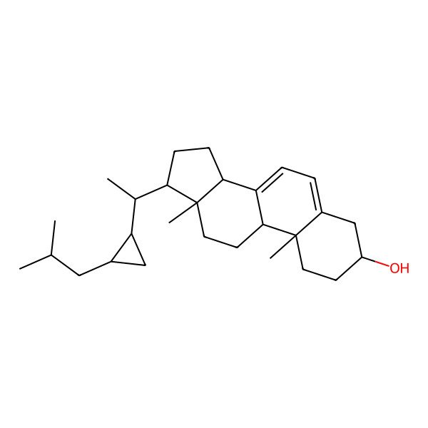 2D Structure of 10,13-dimethyl-17-[1-[2-(2-methylpropyl)cyclopropyl]ethyl]-2,3,4,9,11,12,14,15,16,17-decahydro-1H-cyclopenta[a]phenanthren-3-ol