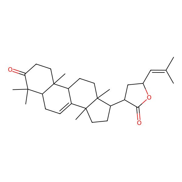 2D Structure of 5-(2-Methylprop-1-enyl)-3-(4,4,10,13,14-pentamethyl-3-oxo-1,2,5,6,9,11,12,15,16,17-decahydrocyclopenta[a]phenanthren-17-yl)oxolan-2-one