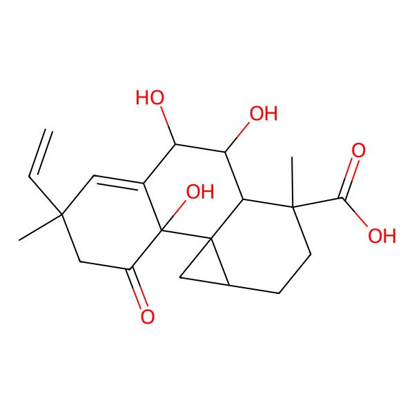 2D Structure of 5-Ethenyl-2,8,9-trihydroxy-5,11-dimethyl-3-oxotetracyclo[8.5.0.01,14.02,7]pentadec-6-ene-11-carboxylic acid