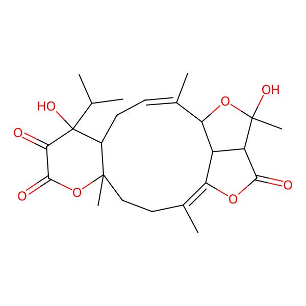 2D Structure of 9,16-Dihydroxy-2,5,13,16-tetramethyl-9-propan-2-yl-6,15,19-trioxatetracyclo[12.5.1.05,10.017,20]icosa-1,12-diene-7,8,18-trione