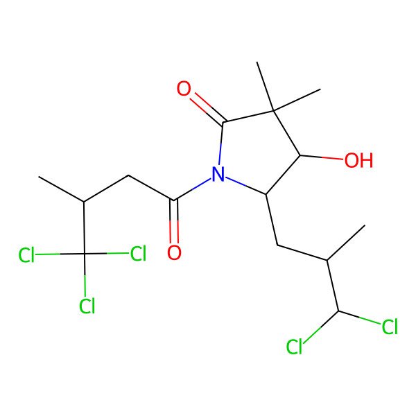 2D Structure of 5-(3,3-Dichloro-2-methylpropyl)-4-hydroxy-3,3-dimethyl-1-(4,4,4-trichloro-3-methylbutanoyl)pyrrolidin-2-one