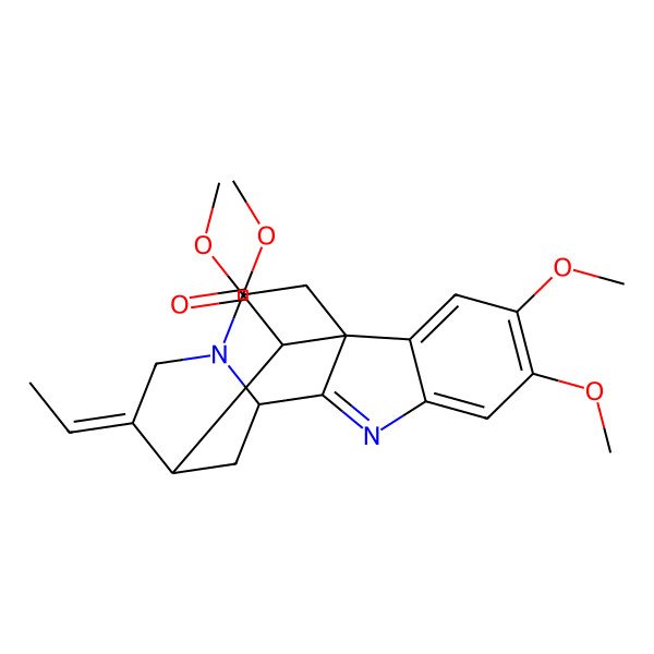 2D Structure of methyl (1R,10S,12R,13E,16S,18R)-13-ethylidene-4,5,16-trimethoxy-8,15-diazapentacyclo[10.5.1.01,9.02,7.010,15]octadeca-2,4,6,8-tetraene-18-carboxylate