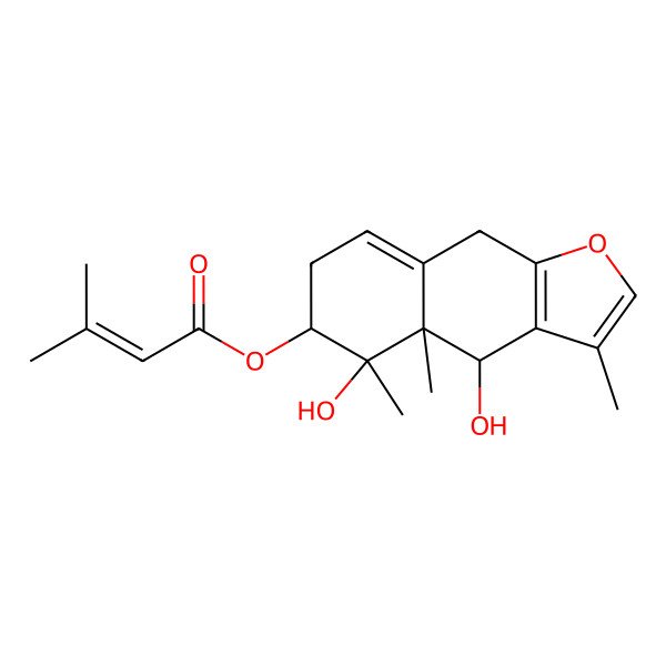 2D Structure of [(4R,4aR,5S,6S)-4,5-dihydroxy-3,4a,5-trimethyl-4,6,7,9-tetrahydrobenzo[f][1]benzofuran-6-yl] 3-methylbut-2-enoate