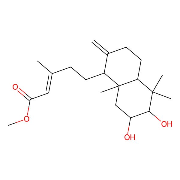 2D Structure of methyl (E)-5-[(1S,4aS,6R,7S,8aR)-6,7-dihydroxy-5,5,8a-trimethyl-2-methylidene-3,4,4a,6,7,8-hexahydro-1H-naphthalen-1-yl]-3-methylpent-2-enoate