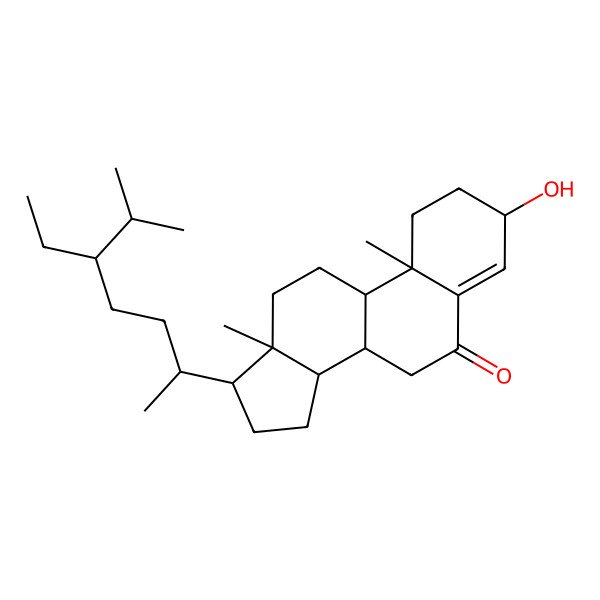 2D Structure of 17-(5-Ethyl-6-methylheptan-2-yl)-3-hydroxy-10,13-dimethyl-1,2,3,7,8,9,11,12,14,15,16,17-dodecahydrocyclopenta[a]phenanthren-6-one