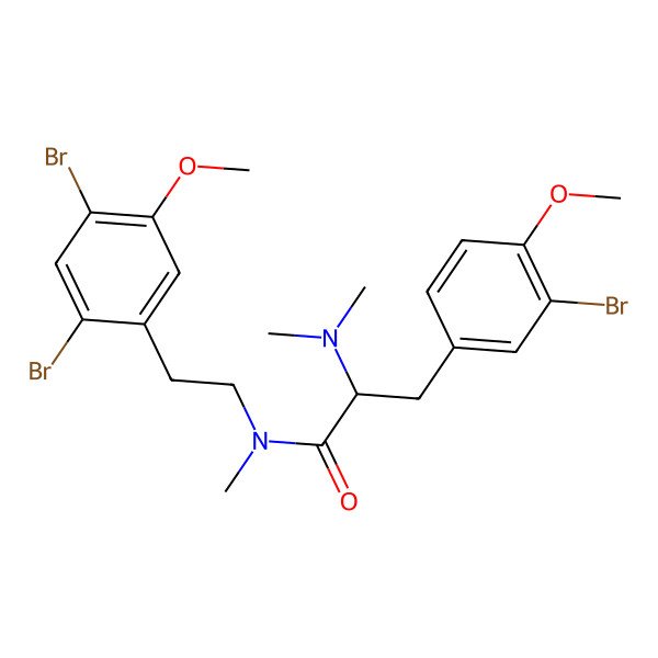 2D Structure of 3-(3-bromo-4-methoxyphenyl)-N-[2-(2,4-dibromo-5-methoxyphenyl)ethyl]-2-(dimethylamino)-N-methylpropanamide