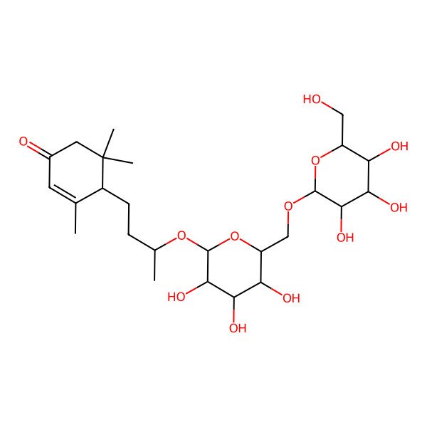2D Structure of (4R)-3,5,5-trimethyl-4-[(3R)-3-[(2R,3R,4S,5S,6R)-3,4,5-trihydroxy-6-[[(2R,3R,4S,5S,6R)-3,4,5-trihydroxy-6-(hydroxymethyl)oxan-2-yl]oxymethyl]oxan-2-yl]oxybutyl]cyclohex-2-en-1-one