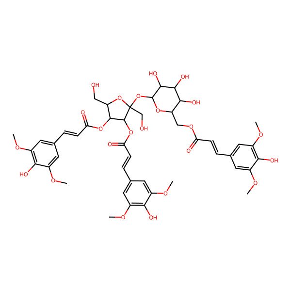 2D Structure of [(2R,3S,4S,5R,6R)-6-[(2S,3S,4R,5R)-3,4-bis[[(E)-3-(4-hydroxy-3,5-dimethoxyphenyl)prop-2-enoyl]oxy]-2,5-bis(hydroxymethyl)oxolan-2-yl]oxy-3,4,5-trihydroxyoxan-2-yl]methyl (E)-3-(4-hydroxy-3,5-dimethoxyphenyl)prop-2-enoate