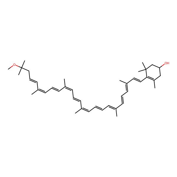 2D Structure of 4-(24-Methoxy-3,7,12,16,20,24-hexamethylpentacosa-1,3,5,7,9,11,13,15,17,19,21-undecaenyl)-3,5,5-trimethylcyclohex-3-en-1-ol