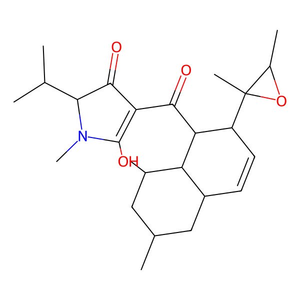 2D Structure of (2S)-4-[(1S,4aR,6S,8R,8aR)-2-[(2S,3S)-2,3-dimethyloxiran-2-yl]-6,8-dimethyl-1,2,4a,5,6,7,8,8a-octahydronaphthalene-1-carbonyl]-5-hydroxy-1-methyl-2-propan-2-yl-2H-pyrrol-3-one