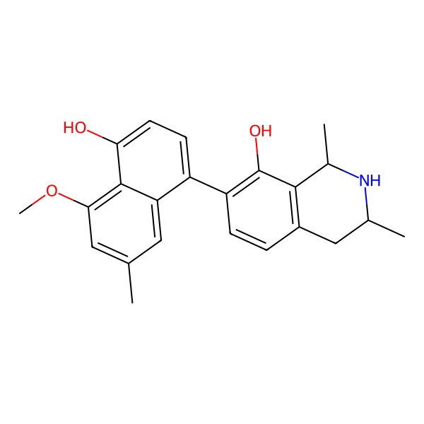 2D Structure of (1R,3R)-7-(4-hydroxy-5-methoxy-7-methylnaphthalen-1-yl)-1,3-dimethyl-1,2,3,4-tetrahydroisoquinolin-8-ol