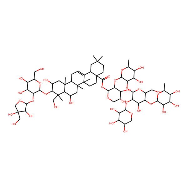 2D Structure of [(2S,3R,4S,5S)-3-[(2S,3R,4R,5R,6S)-4,5-dihydroxy-3-[(2R,3R,4S,5R,6R)-4-hydroxy-6-(hydroxymethyl)-5-[(2S,3R,4R,5R,6S)-3,4,5-trihydroxy-6-methyloxan-2-yl]oxy-3-[(2S,3R,4S,5R)-3,4,5-trihydroxyoxan-2-yl]oxyoxan-2-yl]oxy-6-methyloxan-2-yl]oxy-4,5-dihydroxyoxan-2-yl] (4aS,6aR,6aS,6bR,8R,8aR,9R,10R,11S,12aR,14bS)-10-[(2R,3R,4S,5S,6R)-3-[(2S,3R,4R)-3,4-dihydroxy-4-(hydroxymethyl)oxolan-2-yl]oxy-4,5-dihydroxy-6-(hydroxymethyl)oxan-2-yl]oxy-8,11-dihydroxy-9-(hydroxymethyl)-2,2,6a,6b,9,12a-hexamethyl-1,3,4,5,6,6a,7,8,8a,10,11,12,13,14b-tetradecahydropicene-4a-carboxylate