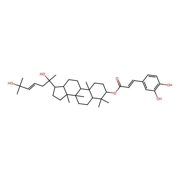 2D Structure of [(3S,5R,8R,9R,10R,13R,14R,17S)-17-[(Z,2S)-2,6-dihydroxy-6-methylhept-4-en-2-yl]-4,4,8,10,14-pentamethyl-2,3,5,6,7,9,11,12,13,15,16,17-dodecahydro-1H-cyclopenta[a]phenanthren-3-yl] (E)-3-(3,4-dihydroxyphenyl)prop-2-enoate