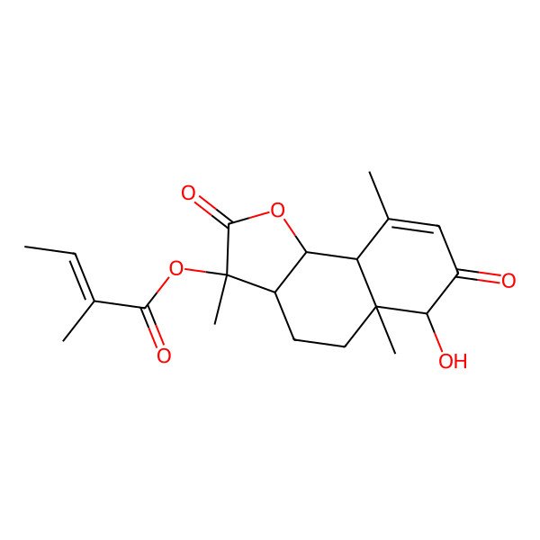 2D Structure of [(3S,3aR,5aS,6S,9aR,9bS)-6-hydroxy-3,5a,9-trimethyl-2,7-dioxo-3a,4,5,6,9a,9b-hexahydrobenzo[g][1]benzofuran-3-yl] (E)-2-methylbut-2-enoate