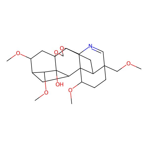 2D Structure of (1R,2S,3S,4S,5R,6S,8R,12R,13S,16S,19S,20R)-4,6,19-trimethoxy-16-(methoxymethyl)-9,11-dioxa-14-azaheptacyclo[10.7.2.12,5.01,13.03,8.08,12.016,20]docos-14-en-3-ol