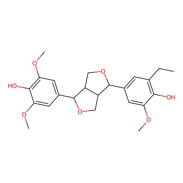 2D Structure of 4-[(3R,3aR,6S,6aR)-6-(4-hydroxy-3,5-dimethoxyphenyl)-1,3,3a,4,6,6a-hexahydrofuro[3,4-c]furan-3-yl]-2-ethyl-6-methoxyphenol