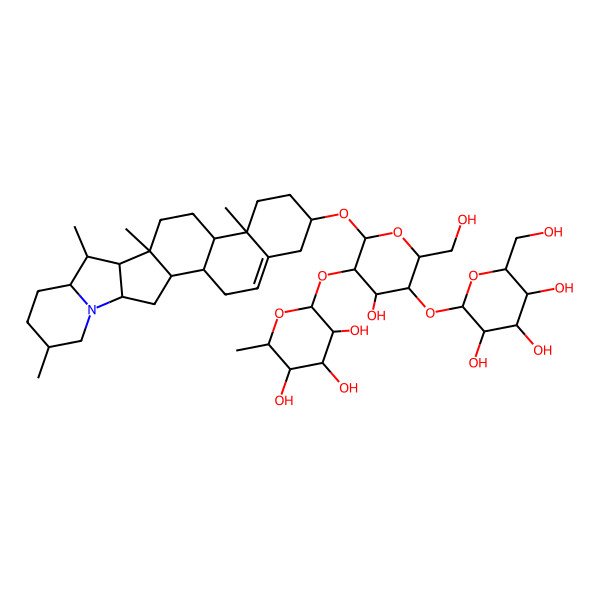 2D Structure of (2S,3R,4R,5R,6S)-2-[(2R,3R,4S,5S,6R)-4-hydroxy-6-(hydroxymethyl)-2-[[(1S,2S,7S,10R,11S,14S,15R,16S,17R,20S,23S)-10,14,16,20-tetramethyl-22-azahexacyclo[12.10.0.02,11.05,10.015,23.017,22]tetracos-4-en-7-yl]oxy]-5-[(2S,3R,4S,5S,6R)-3,4,5-trihydroxy-6-(hydroxymethyl)oxan-2-yl]oxyoxan-3-yl]oxy-6-methyloxane-3,4,5-triol