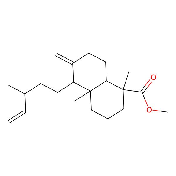 2D Structure of methyl (1S,4aR,5S,8aR)-1,4a-dimethyl-6-methylidene-5-[(3S)-3-methylpent-4-enyl]-3,4,5,7,8,8a-hexahydro-2H-naphthalene-1-carboxylate