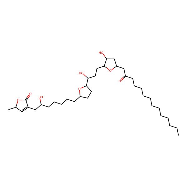 2D Structure of 4-[2-hydroxy-7-[5-[1-hydroxy-3-[3-hydroxy-5-(2-oxotetradecyl)oxolan-2-yl]propyl]oxolan-2-yl]heptyl]-2-methyl-2H-furan-5-one