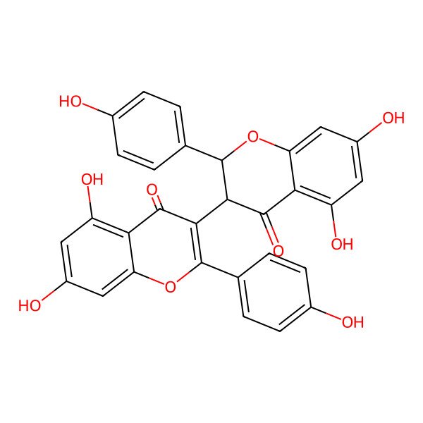 2D Structure of 3-[5,7-Dihydroxy-2-(4-hydroxyphenyl)-4-oxo-2,3-dihydrochromen-3-yl]-5,7-dihydroxy-2-(4-hydroxyphenyl)chromen-4-one