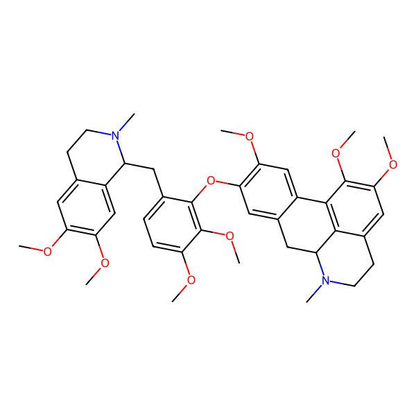 2D Structure of 9-{6-[(6,7-dimethoxy-2-methyl-1,2,3,4-tetrahydroisoquinolin-1-yl)methyl]-2,3-dimethoxyphenoxy}-1,2,10-trimethoxy-6-methyl-5,6,6a,7-tetrahydro-4H-dibenzo[de,g]quinoline