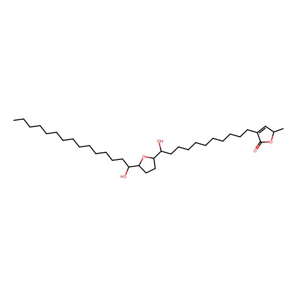 2D Structure of (5S)-3-[(11S)-11-Hydroxy-11-[(2S,5R)-tetrahydro-5-[(1R)-1-hydroxypentadecyl]-2-furanyl]undecyl]-5-methyl-2(5H)-furanone