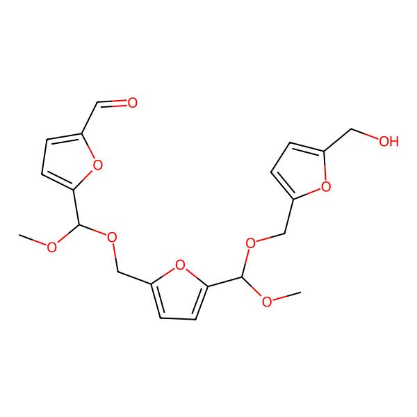 2D Structure of 5-[[5-[[5-(Hydroxymethyl)furan-2-yl]methoxy-methoxymethyl]furan-2-yl]methoxy-methoxymethyl]furan-2-carbaldehyde