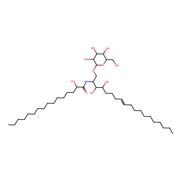 2D Structure of N-[(Z,2S,3S,4R)-3,4-dihydroxy-1-[(2R,3R,4S,5S,6R)-3,4,5-trihydroxy-6-(hydroxymethyl)oxan-2-yl]oxynonadec-8-en-2-yl]-2-hydroxyhexadecanamide