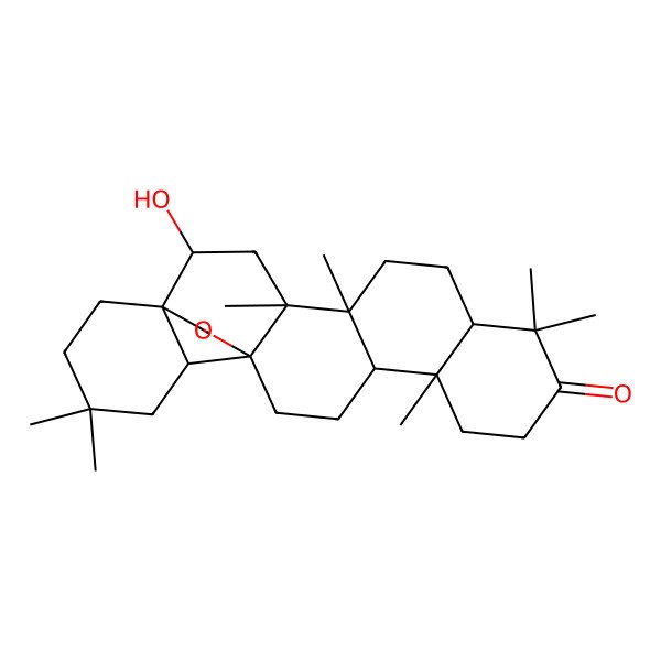 2D Structure of 2-Hydroxy-4,5,9,9,13,20,20-heptamethyl-24-oxahexacyclo[15.5.2.01,18.04,17.05,14.08,13]tetracosan-10-one