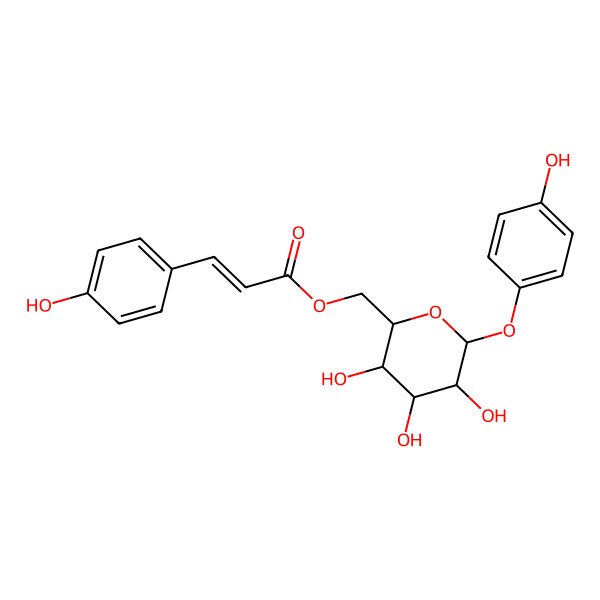 2D Structure of [(2R,3S,4S,5R,6S)-3,4,5-trihydroxy-6-(4-hydroxyphenoxy)oxan-2-yl]methyl (Z)-3-(4-hydroxyphenyl)prop-2-enoate