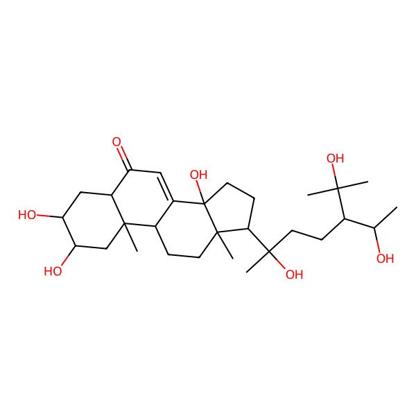 2D Structure of (2S,3R,5R,9R,10R,13R,14S,17S)-17-[(2S,5R)-2,6-dihydroxy-5-[(1S)-1-hydroxyethyl]-6-methylheptan-2-yl]-2,3,14-trihydroxy-10,13-dimethyl-2,3,4,5,9,11,12,15,16,17-decahydro-1H-cyclopenta[a]phenanthren-6-one