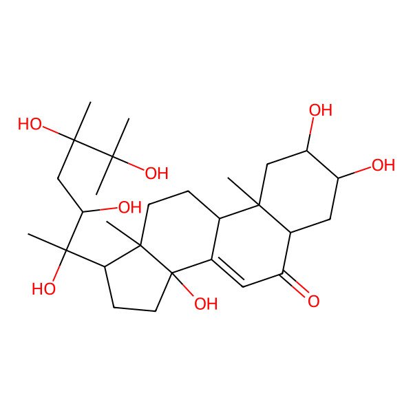 2D Structure of 2,3,14-trihydroxy-10,13-dimethyl-17-(2,3,5,6-tetrahydroxy-5,6-dimethylheptan-2-yl)-2,3,4,5,9,11,12,15,16,17-decahydro-1H-cyclopenta[a]phenanthren-6-one