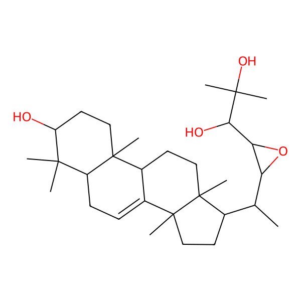 2D Structure of (1S)-1-[(2R,3R)-3-[(1R)-1-[(3S,5R,9R,10R,13S,14S,17S)-3-hydroxy-4,4,10,13,14-pentamethyl-2,3,5,6,9,11,12,15,16,17-decahydro-1H-cyclopenta[a]phenanthren-17-yl]ethyl]oxiran-2-yl]-2-methylpropane-1,2-diol