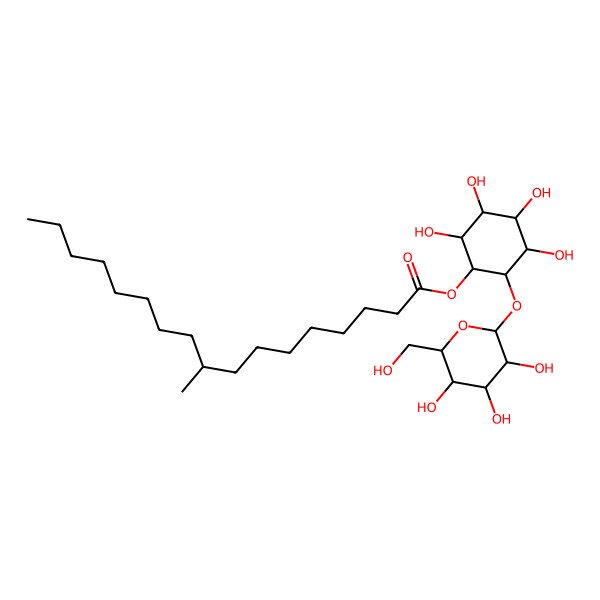 2D Structure of [(1S,2S,3S,4R,5R,6R)-2,3,4,5-tetrahydroxy-6-[(2S,3R,4S,5S,6R)-3,4,5-trihydroxy-6-(hydroxymethyl)oxan-2-yl]oxycyclohexyl] (9S)-9-methylheptadecanoate
