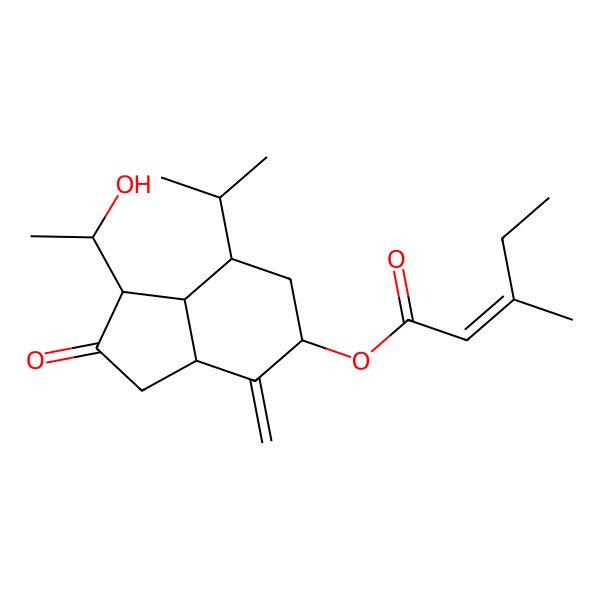 2D Structure of [1-(1-hydroxyethyl)-4-methylidene-2-oxo-7-propan-2-yl-3,3a,5,6,7,7a-hexahydro-1H-inden-5-yl] 3-methylpent-2-enoate