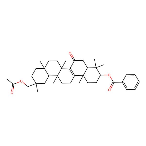 2D Structure of [(3R,4aR,6aS,6bS,8aS,11R,12aR,14bS)-11-(acetyloxymethyl)-4,4,6a,6b,8a,11,14b-heptamethyl-6-oxo-2,3,4a,5,7,8,9,10,12,12a,13,14-dodecahydro-1H-picen-3-yl] benzoate
