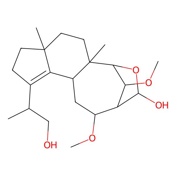 2D Structure of 8-(1-Hydroxypropan-2-yl)-12,16-dimethoxy-2,5-dimethyl-15-oxatetracyclo[11.2.1.02,10.05,9]hexadec-8-en-14-ol