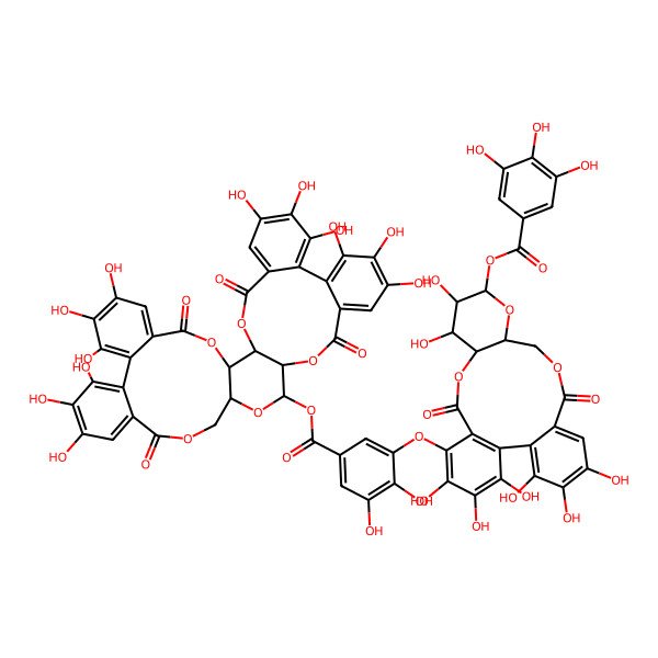 2D Structure of [(10S,11R,12R,13R,15R)-6-[5-[[(1R,2S,19R,20S,22R)-7,8,9,12,13,14,28,29,30,33,34,35-dodecahydroxy-4,17,25,38-tetraoxo-3,18,21,24,39-pentaoxaheptacyclo[20.17.0.02,19.05,10.011,16.026,31.032,37]nonatriaconta-5,7,9,11,13,15,26,28,30,32,34,36-dodecaen-20-yl]oxycarbonyl]-2,3-dihydroxyphenoxy]-3,4,5,11,12,21,22,23-octahydroxy-8,18-dioxo-9,14,17-trioxatetracyclo[17.4.0.02,7.010,15]tricosa-1(23),2(7),3,5,19,21-hexaen-13-yl] 3,4,5-trihydroxybenzoate