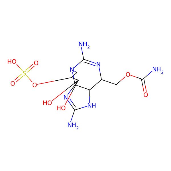 2D Structure of [(3aS,4R,9R,10aS)-2,6-diamino-10,10-dihydroxy-9-sulfooxy-3a,4,8,9-tetrahydro-3H-pyrrolo[1,2-c]purin-4-yl]methyl carbamate