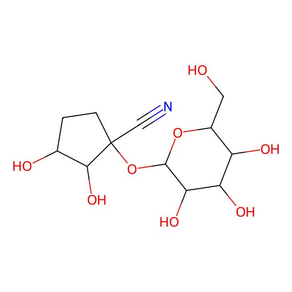2D Structure of (1R,2S,3R)-2,3-dihydroxy-1-[(2S,3R,4S,5S,6R)-3,4,5-trihydroxy-6-(hydroxymethyl)oxan-2-yl]oxycyclopentane-1-carbonitrile
